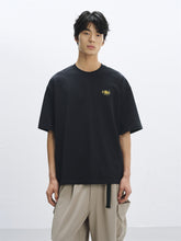 Men's Black Relaxed-Fit Cotton T-Shirt with Embroidery